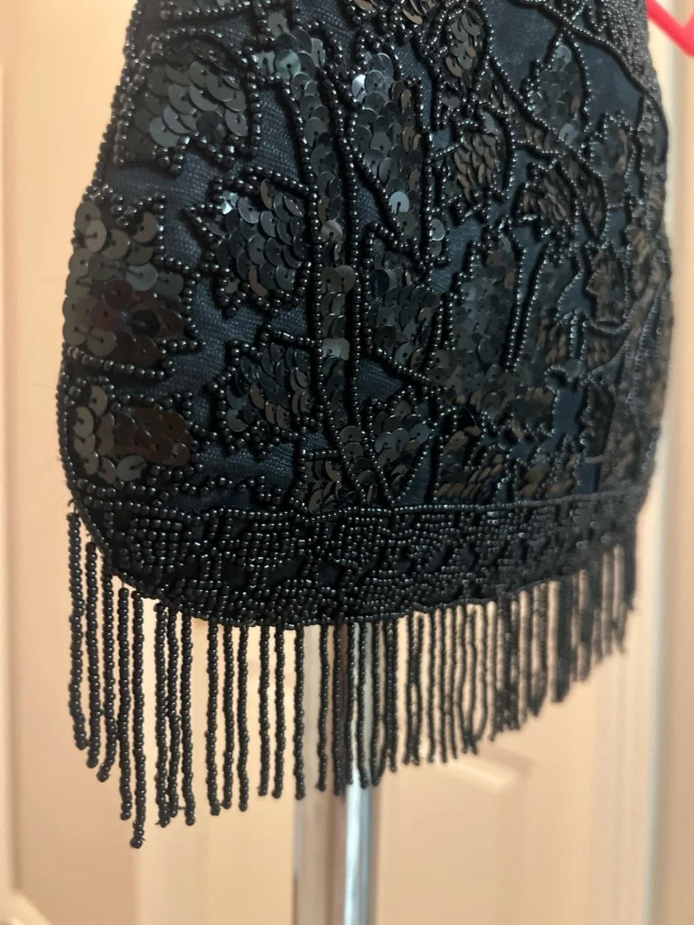 Black Beaded Fringe Evening Bag - Picture 4 of 8